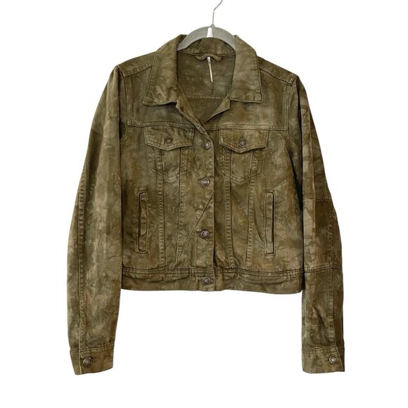 Free People We The Free Rumors Denim Jacket in Willow Olive Green XS‎ - Picture 1 of 6